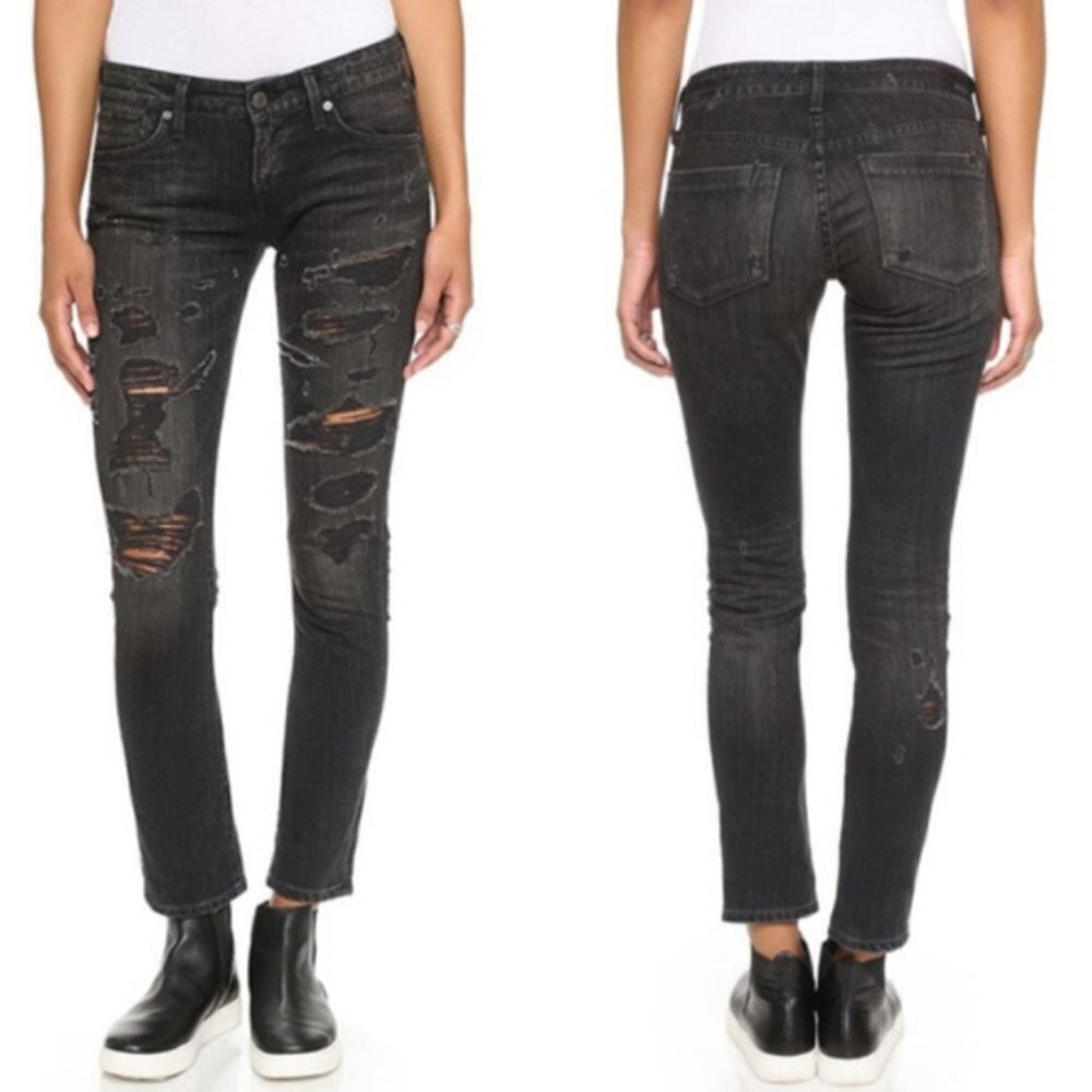 AGOLDE • Chloe Jeans low rise boyfriend slim Liverpool black distressed ripped